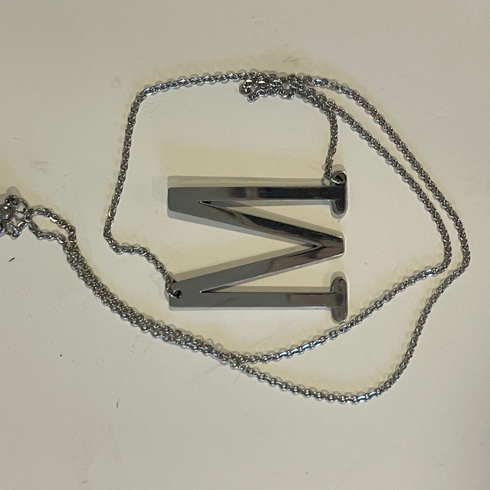 Silver "M" Initial Necklace